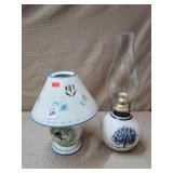 Decorative Rooster Country Lamp & Stoneware Oil