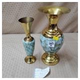 Pair of Delft Holland Marbled Blue Ceramic & Brass