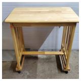 Solid Wood Rolling Kitchen Island/Utility Table