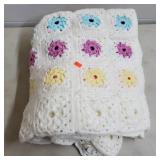 Large Hand Crochet Flowers Afghan Blanket