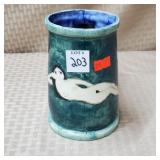 Exotic Handmade Artist Pottery Mug, Signed