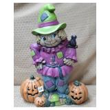 Large Ceramic Scarecrow w/ Pumpkins Decoration