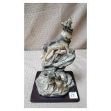 Hand Painted Resin Wolf Family Sculpture