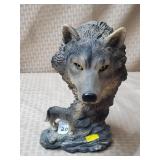 Handpainted Resin Guardian Wolf Sculpture