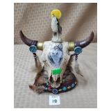 Wolf Spirit Decor Knife w/ Sculpted Bison Skull
