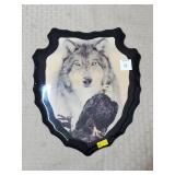 Wolf & Bald Eagle Arrowhead Decorative Wall Plaque
