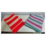 Lot of 2 Hand Crochet Afghan Blankets