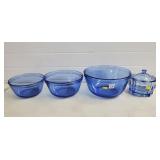 Anchor Hocking Blue Mixing Bowl Set & Blue