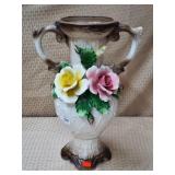 16" H Italian Capodimonte Floral Porcelain Vase