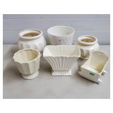 Lot of Vintage Haeger Ivory Glazed Planters & Vase