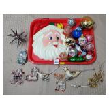 Vintage Christmas Ornaments, Plastic Santa Claus
