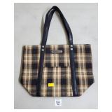 Longaberger Brown Plaid Tote Bag