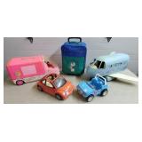 Barbie RV, Jeep, VW Beetle, Assorted Barbie Dolls