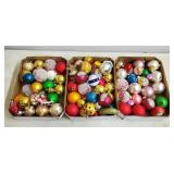 3 Trays of Vintage & Modern Glass Xmas Ornaments