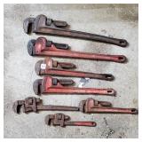 Lot of Assorted Pipe Wrenches, Ridgid, BHP/Force