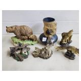 Lot of Assorted Resin Wolf & Bear Statues