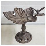11" H Cast Iron Birdbath w/ Leaf Top
