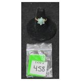 .925 Chinese Blue Topaz Floral Ring, Size 7