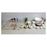 Large Lot of Milk Glass, Painted Wine Glasses,