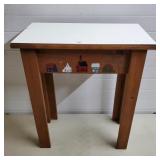 Rustic Lift Top Art Motif Storage Table