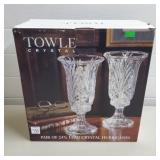 Towle Crystal Pair of 24% Hurricane Candle Holders