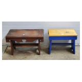 Lot of 2 Wood Steep Stools