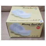 Vintage White Glass 3 Pc Bowl Mixing Set, NIB