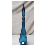 Large Teal Blue MCM Italian Art Glass Decanter