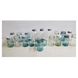 Lot of Antique Blue & Clear Mason Jars