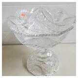 Big Cut Glass Crystal Compote & Matching Bowl