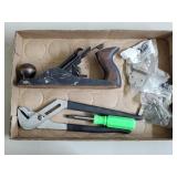 Vtg Planer, Pliers, Screwdriver, Hinges Lot