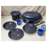 Graniteware Camping Cookware & Enamel Mug Lot