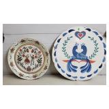 Vintage Folk Art Toleware Painted Serving Trays