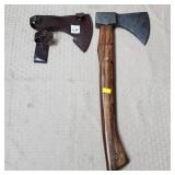19" Damascus Steel Oak Axe w/ Leath Sheath