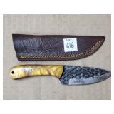 8" Dragonscale Steel Knife w/ Leather Sheath
