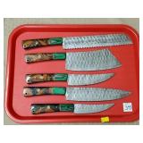 5 Pc Damascus Steel Chef Knife Set