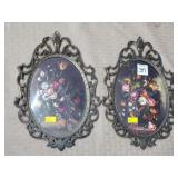 Pair of Vtg Italian Brass Picture Frames w/ Floral