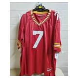 Large Lot of #7 Red Football Jerseys, OldNewStock