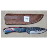 8 1/8" Dragonscale Steel Knife w/ Leather Sheath