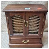 Vtg Wood Jewelry Box w/ Bracelets, Rings, Necklacs