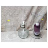 Vintage Oil Lantern & Large Glass Shades