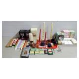 Large Lot of Assorted Candles, Holders, etc