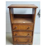 Vintage Wood 3 Drawer Nightstand