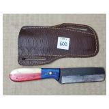 8" Damascus Steel Knife w/ Leather Sheath