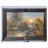 Nature Sunset Scenic Painting, Signed Antonio