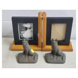 Brass German Shepherd & Pic Frames Bookends
