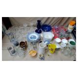 Cobalt Blue Vase & Mixing Bowl, Sherbert Glasses,