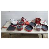 Lot of Cook Essentials, Paula Dean, Red Cookware