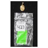 14k Gold Mary Religious Pendant