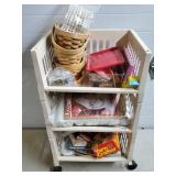 Plastic Storage Cart on wheels w/ Crafting Supplis